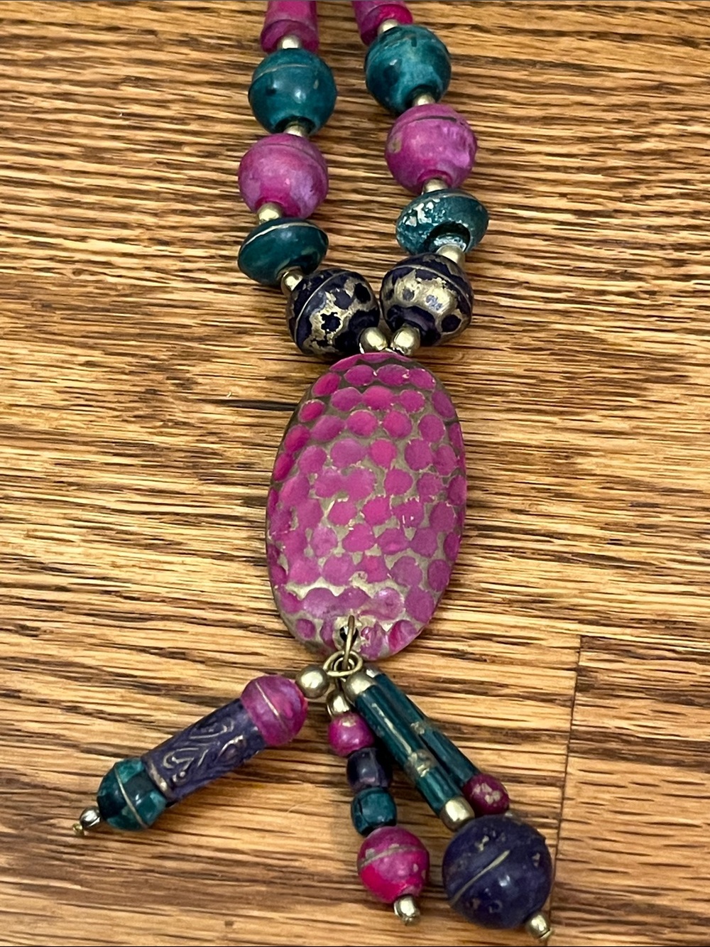 Unique metal beaded necklace